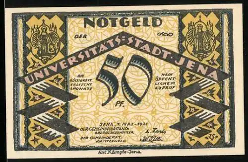 Notgeld Jena 1921, 50 Pfennig, Universität