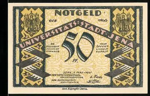 Notgeld Jena 1921, 50 Pfennig, Fuchsturm