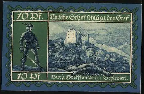 Notgeld Greiffenberg i. Schl. 1920, 10 Pfennig, Burg Greiffenstein i. Schlesien