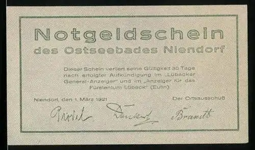 Notgeld Niendorf /Ostsee 1921, 75 Pfennig, Haus im Sturm