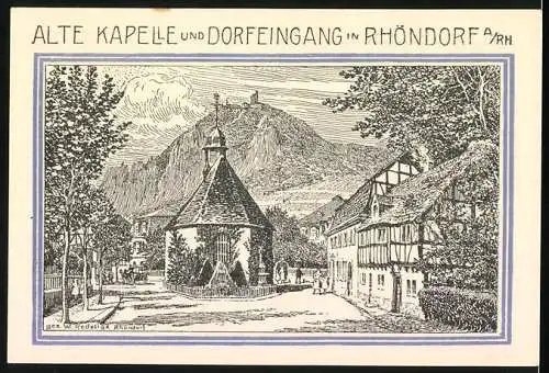 Notgeld Bad Honnef 1921, 90 Pfennig, Wappen, Alte Kapelle und Dorfeingang in Rhöndorf