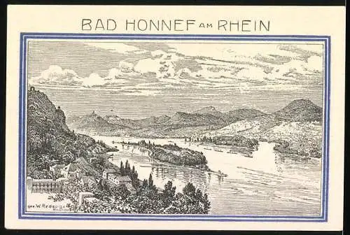 Notgeld Bad Honnef 1921, 99 Pfennig, Wappen, Ruine Drachenfels und Rheinpartie, Gutschein