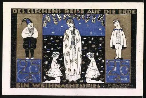 Notgeld Langeln 1921, 25 Pfennig, Weihnachtsspiel Des Elfchens Reise auf die Erde