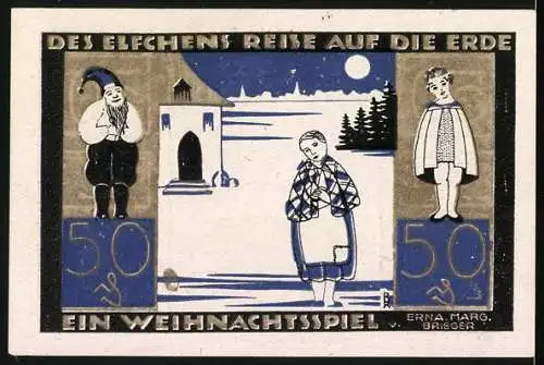 Notgeld Langeln 1921, 50 Pfennig, Weihnachtsspiel Des Elfchens Reise auf die Erde