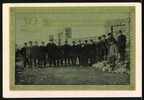 Notgeld Hohenwestedt 1921, 50 Pfennig, Tag der Einweihung des Ehrenmals des Kirchspiels Hohenwestedt