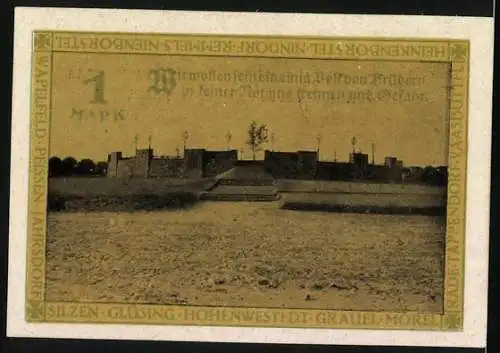 Notgeld Hohenwestedt 1921, 1 Mark, Tag der Einweihung des Ehrenmals des Kirchspiels Hohenwestedt