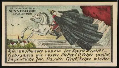 Notgeld Neuhaus i. Westf. 1921, 50 Pfennig, Truppenübungsplatz Sennelager, Bisch. Residenz