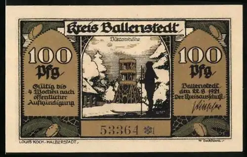 Notgeld Ballenstedt 1921, 100 Pfennig, Viktorshöhe, Zwergkönig schickt sein Völkchen aus
