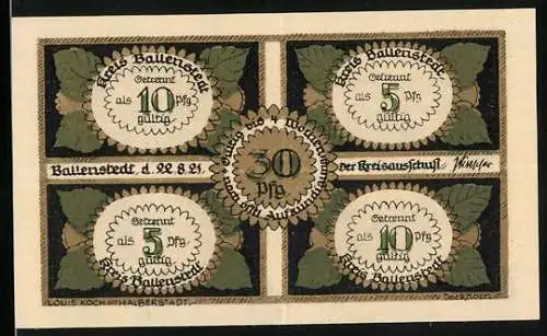 Notgeld Ballenstedt 1921, 5 Pfennig und 10 Pfennig, Zwerge im Wald