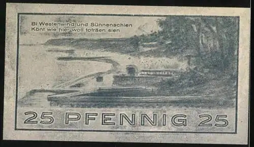 Notgeld Niendorf /Ostsee 1921, 25 Pfennig, Strandpartie, Signatur
