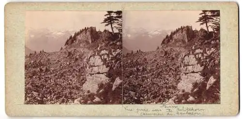 Stereo-Fotografie unbekannter Fotograf, Ansicht Mürren, Blick vom Schilthorn über die Alpen, Privat Aufnahme