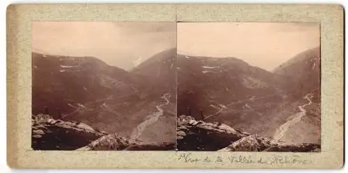 Stereo-Fotografie unbekannter Fotograf, Ansicht Andermatt, Blick in das Tal des Rhonegletschers