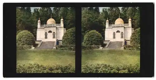 Stereo-Fotografie Chromoplast No. 186, Ansicht Ettal, der Pfauentempel am Schloss Linderhof