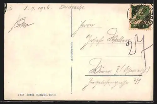 AK Biel, Ortsansicht und die Alpen