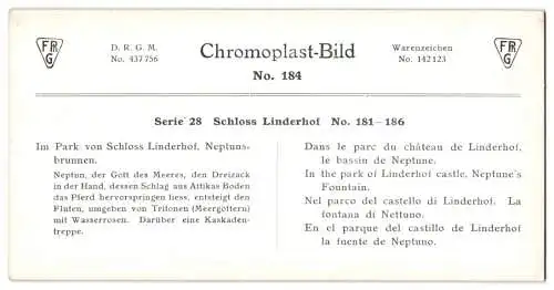 Stereo-Fotografie Chromoplast No. 184, Ansicht Ettal, Blick nach dem Neptunsbrunnen im Park Schloss Linderhof