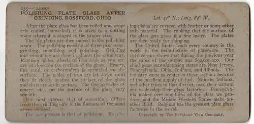 Stereo-Fotografie Keystone View, Meadville, Ansicht Rossford / Ohio, Inspecting Plate Glass after Polishing