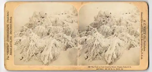 Stereo-Fotografie H.C. White Co., North Bennington, Ansicht Niagara Falls / NY, The Vines on Goat Island in Winter