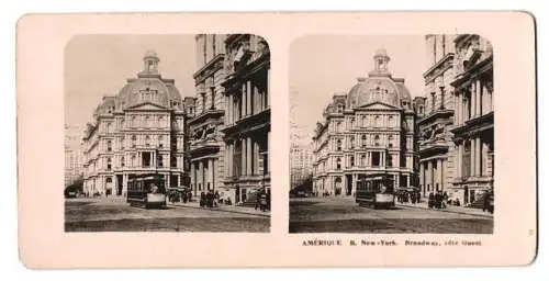 Stereo-Fotografie unbekannter Fotograf, Ansicht New York City, Strassenbahn auf dem Broadway