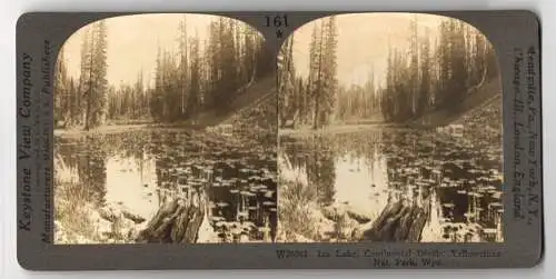 Stereo-Fotografie Keystone View, Meadville, Ansicht Yellowstone / Wyo., Isa Lake Continental Divide