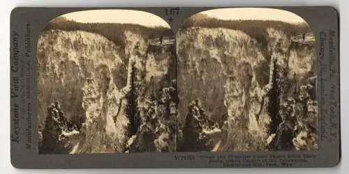 Stereo-Fotografie Keystone View, Meadville, Ansicht Yellowstone / Wyo., Crags & Pinnacles Grand Canyon