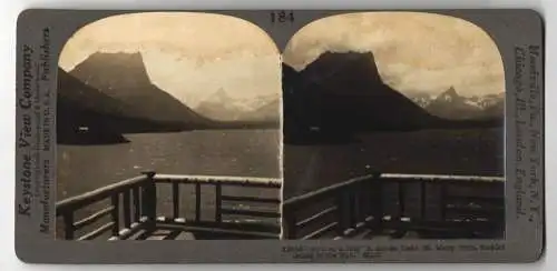 Stereo-Fotografie Keystone View, Meadville, Ansicht Montana, Lake St. Mary