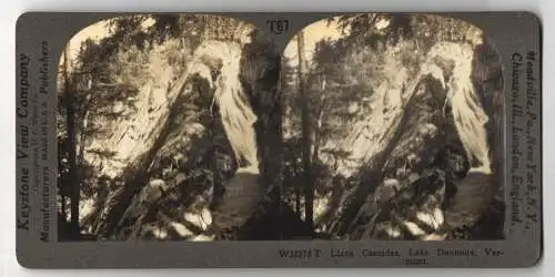 Stereo-Fotografie Keystone View Company, Meadville, Ansicht Vermont, Llana Cascades, Lake Dunmore