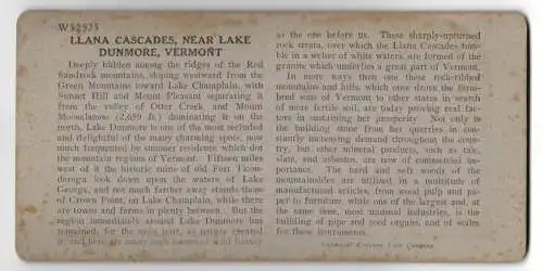 Stereo-Fotografie Keystone View Company, Meadville, Ansicht Vermont, Llana Cascades, Lake Dunmore