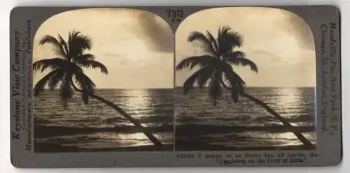 Stereo-Fotografie Keystone View Company, Meadville, Ansicht Ceylon / Sri Lanka, Sunset Pearl-Drop Orient Sea