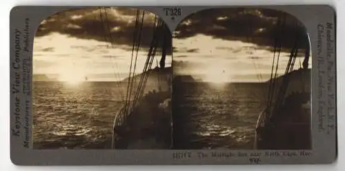 Stereo-Fotografie Keystone View Company, Meadville, Ansicht North Cape / Norway, Midnight Sun