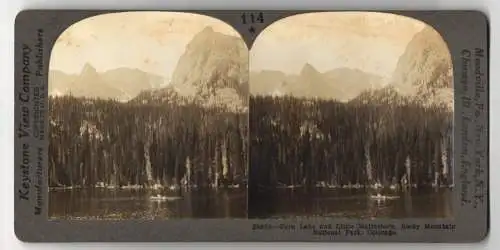 Stereo-Fotografie Keystone View Company, Meadville, Ansicht Colorado, Fern Lake 6 Little Matterhorn, Rocky Mountains