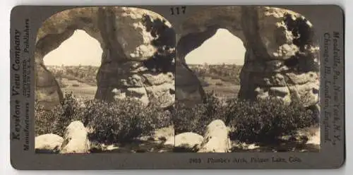 Stereo-Fotografie Keystone View Company, Meadville, Ansicht Colorado, Phoebe's Arch & Palmer Lake