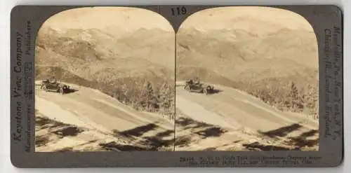 Stereo-Fotografie Keystone View Company, Meadville, Ansicht Colorado Springs, Pike's Peak Mountain Highway