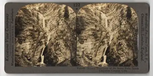 Stereo-Fotografie Keystone View Company, Meadville, Ansicht Colorado, Silvery Downpour of Seven Falls, Cheyenne Canyon