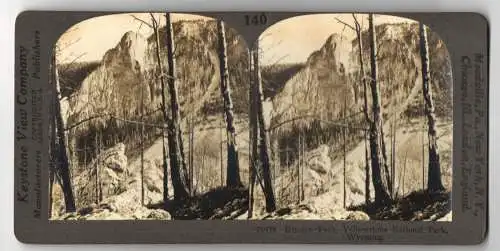 Stereo-Fotografie Keystone View Company, Meadville, Ansicht Yellowstone / Wyoming, Bunsen Peak