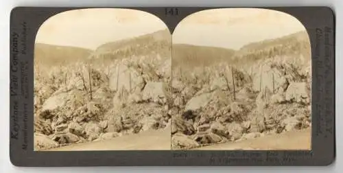 Stereo-Fotografie Keystone View Company, Meadville, Ansicht Yellowstone / Wyoming, The Hoodoos Rock Formation