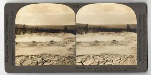 Stereo-Fotografie Keystone View Company, Meadville, Ansicht Yellowstone Wyoming, Mammoth Paint Pots, Lower Geyser Basin