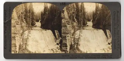 Stereo-Fotografie Keystone View Company, Meadville, Ansicht Yellowstone / Wyoming, Kepplers Cascade, Firehole River
