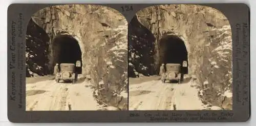Stereo-Fotografie Keystone View Company, Meadville, Ansicht Manitou / Colorado, Tunnel on Corley Mountain Highway