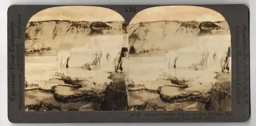 Stereo-Fotografie Keystone View Company, Meadville, Ansicht Yellowstone / Wyoming, Hymen Terrace, Mammoth Hot Springs