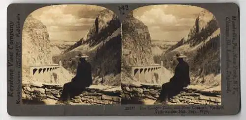 Stereo-Fotografie Keystone View Company, Meadville, Ansicht Yellowstone / Wyoming, Golden Gate & New Concrete Viaduct