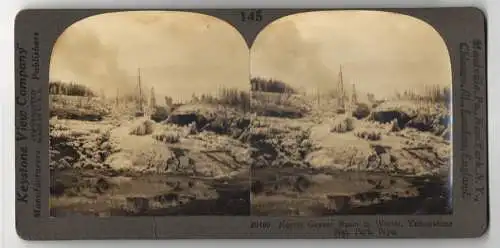 Stereo-Fotografie Keystone View Company, Meadville, Ansicht Yellowstone / Wyoming, Norris Geyser Bassin in Winter
