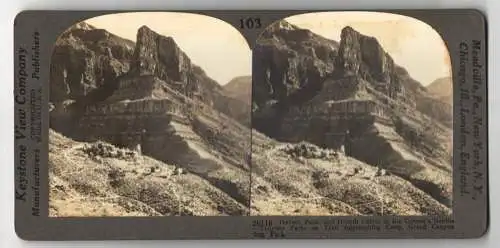 Stereo-Fotografie Keystone View Company, Meadville, Ansicht Colorado, Hermit Peak & Cabins Canyon Depths