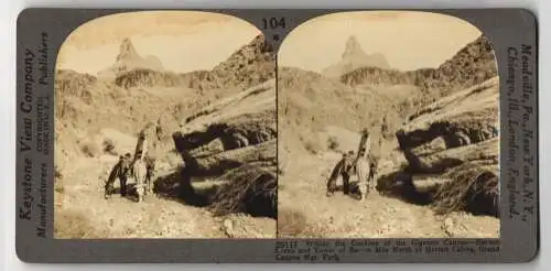 Stereo-Fotografie Keystone View Company, Meadville, Ansicht Hermit Cabins / Colorado, Canyon / Hermit Creek