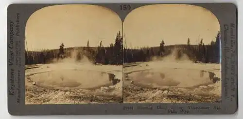 Stereo-Fotografie Keystone View Company, Meadville, Ansicht Yellowstone / Wyoming, Morning Glory Springs