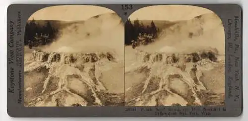 Stereo-Fotografie Keystone View Company, Meadville, Ansicht Yellowstone / Wyoming, Punch Bowl Spring