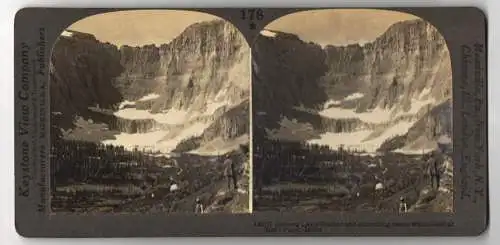 Stereo-Fotografie Keystone View Company, Meadville, Ansicht Montana, Iceberg Lake Glacier, Glacier National Park