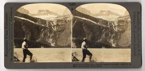 Stereo-Fotografie Keystone View Company, Meadville, Ansicht Montana, Waterfalls from Grinnell Glacier