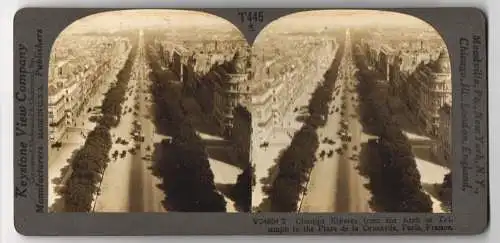 Stereo-Fotografie Keystone View Company, Meadville, Ansicht Paris, Champs Elysees from the Arch of Triumph