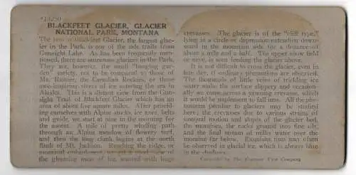 Stereo-Fotografie Keystone View Company, Meadville, Ansicht Montana, Blackfeet Glacier, Glacier National Park