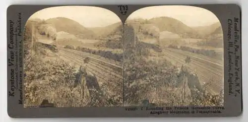 Stereo-Fotografie Keystone View Company, Meadville, Ansicht Pennsylvania, Horseshoe Curve Allegheny Mountains, Eisenbahn